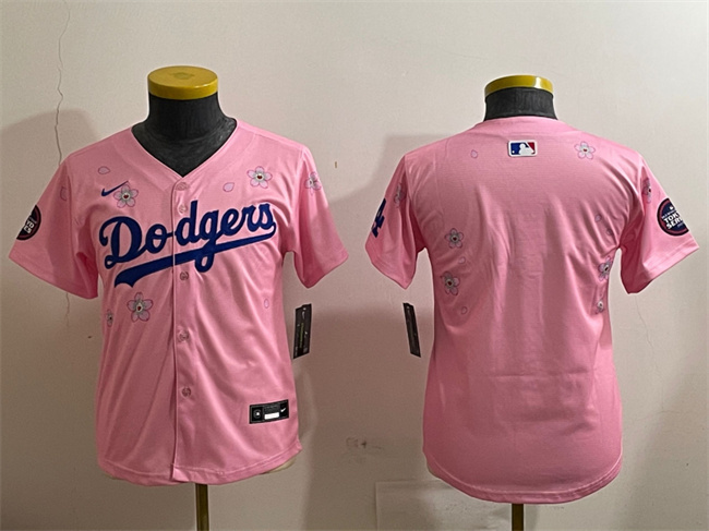 Youth Los Angeles Dodgers Blank Pink 2025 Tokyo Series Limited Stitched Jersey