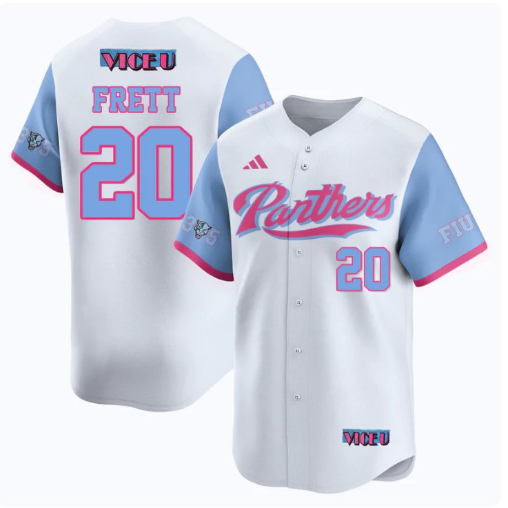 Men's Kishon Frett Jersey #20 FIU Panthers Baseball 2025 Vice U Stitched White