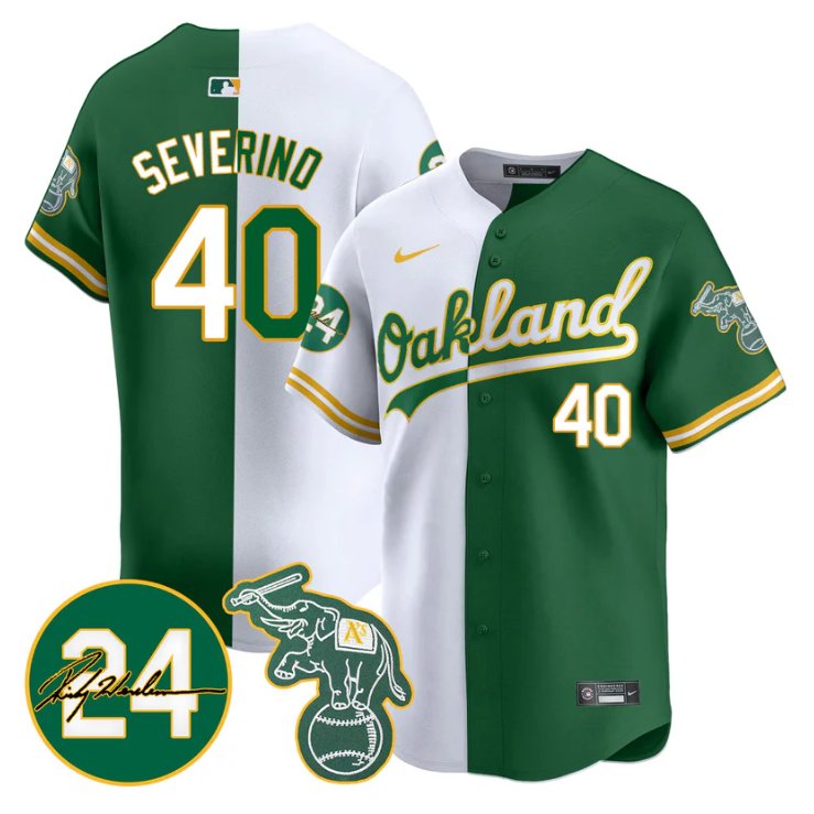 Men's Luis Severino Jersey #40 Oakland Athletics 2025 Rickey Henderson Memorial Stitched Split