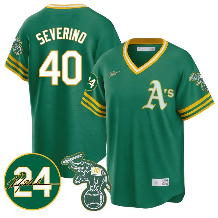 Men's Luis Severino Jersey #40 Oakland Athletics 2025 Rickey Henderson Memorial Stitched Throwback