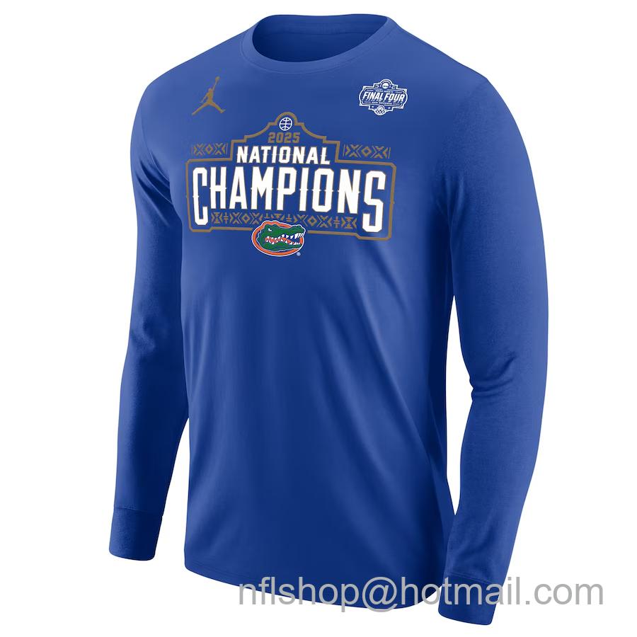 Men's Jordan Brand Royal Florida Gators 2025 NCAA Men's Basketball National Champions Celebration Long Sleeve T-Shirt
