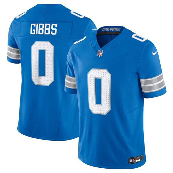 Women's Detroit Lions #0 Jahymr Gibbs Nike Blue 2025 F.U.S.E. Vapor Limited Football Stitched NFL Football Jersey