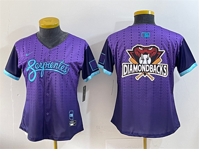 Women's Arizona Diamondbacks Team Big Logo Purple 2025 City Connect Limited Stitched Baseball Jersey