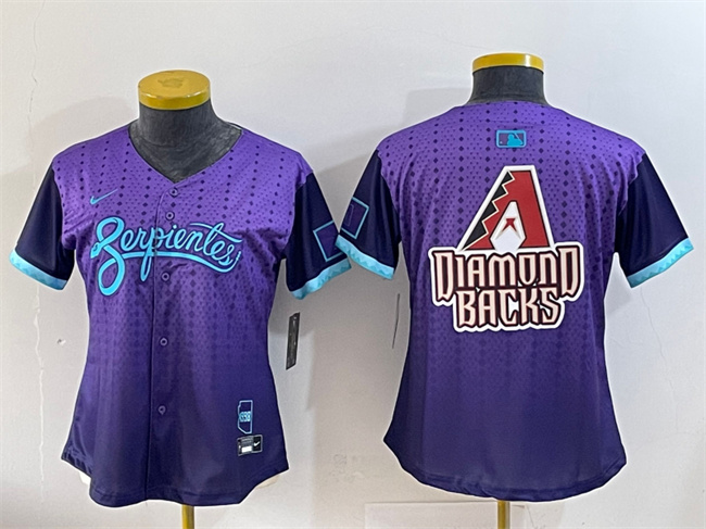 Women's Arizona Diamondbacks Team Big Logo Purple 2025 City Connect Limited Stitched Baseball Jerseys