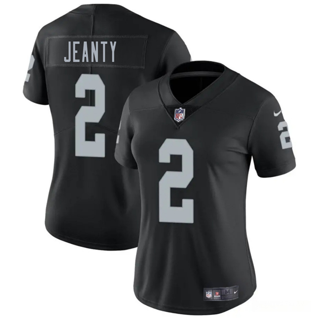Women's Las Vegas Raiders #2 Ashton Jeanty Black 2025 Draft Vapor Stitched Jersey