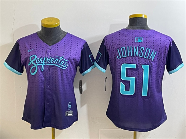 Women's Arizona Diamondbacks #51 Randy Johnson Purple 2025 City Connect Limited Stitched Baseball Jersey