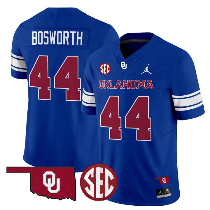 Men's Oklahoma Sooners #44 Brian Bosworth Royal Limited Stitched Jersey