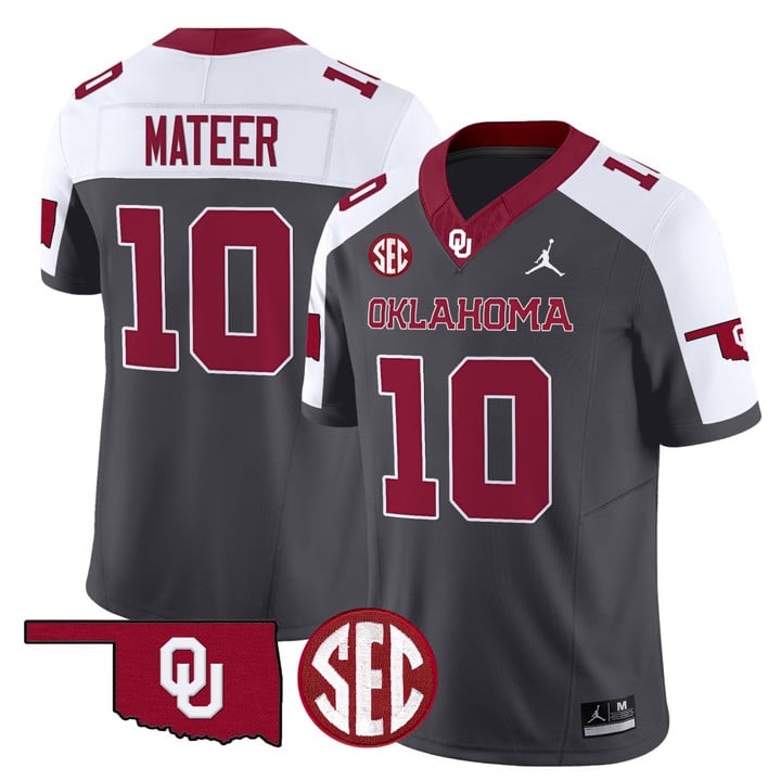 Men's Oklahoma Sooners #10 John Mateer Black Stitched Limited Jersey