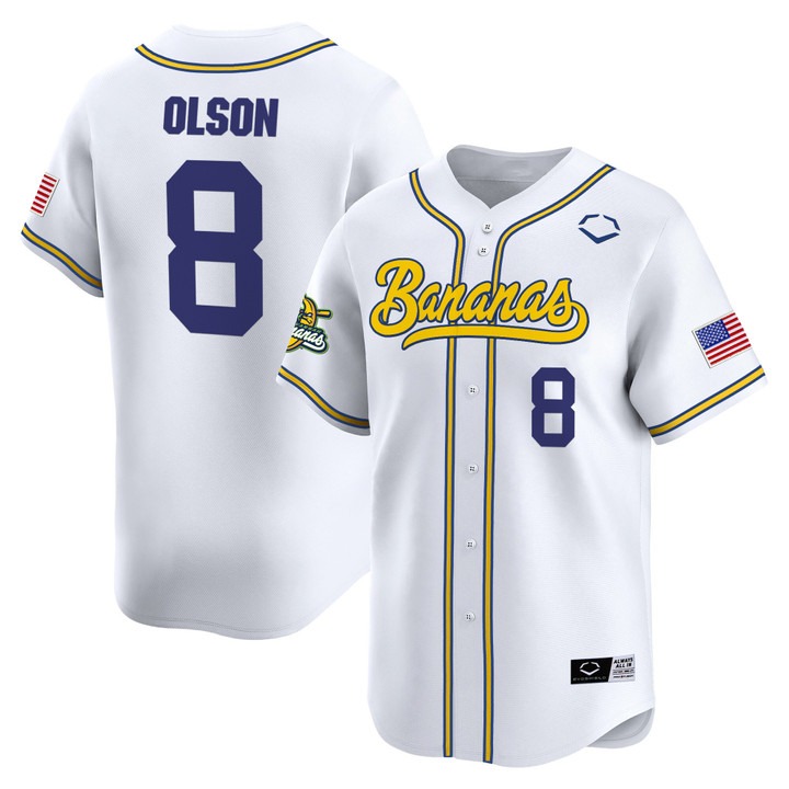 Men's Jackson Olson Savannah Bananas White Jersey - All Stitched