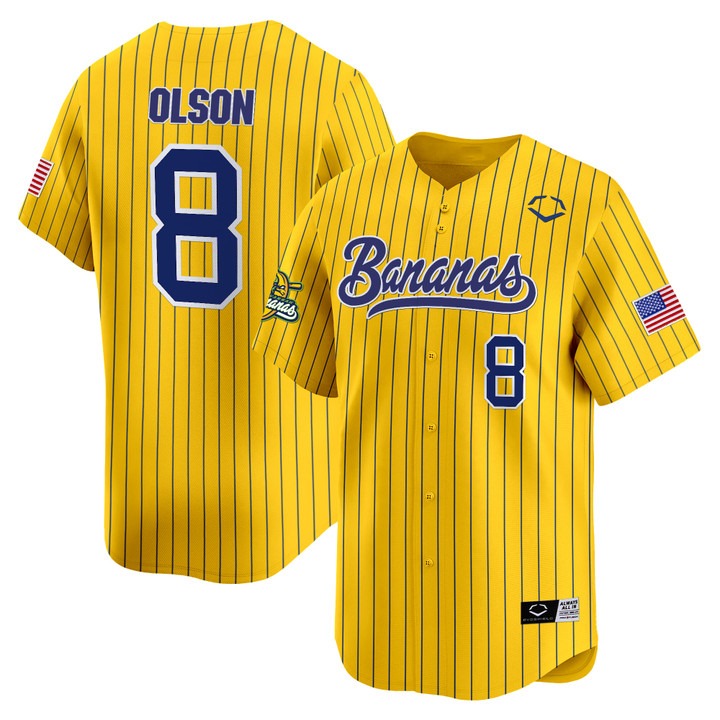 Men's Jackson Olson Savannah Bananas Pinstripe Jersey - All Stitched