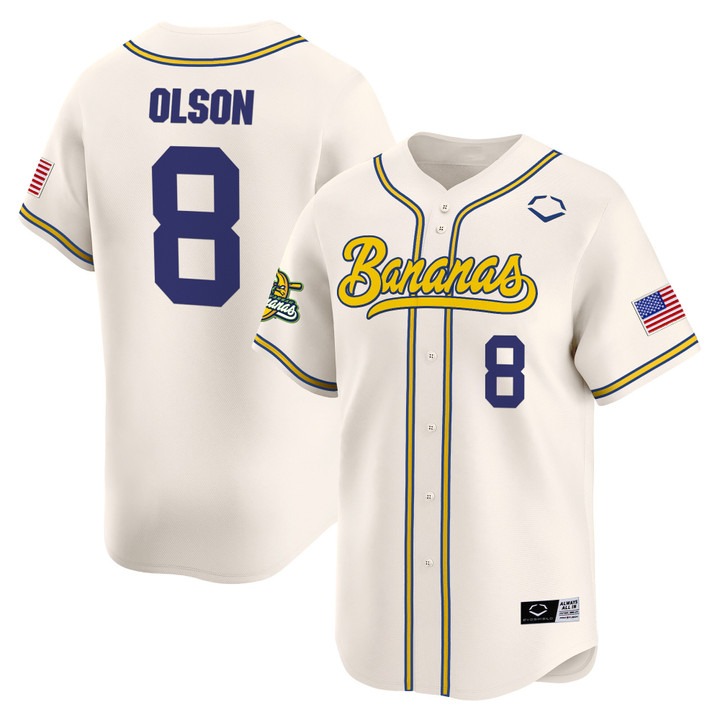 Men's Jackson Olson Savannah Bananas Cream Jersey - All Stitched