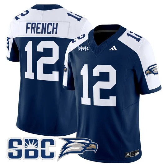 Men's Georgia Southern Eagles #12 JC French Blue Alternate 2024 Vapor Limited Stitched Football Jersey