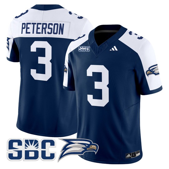 Men's Georgia Southern Eagles #3 Adrian Peterson Blue Alternate 2024 Vapor Limited Stitched Football Jersey