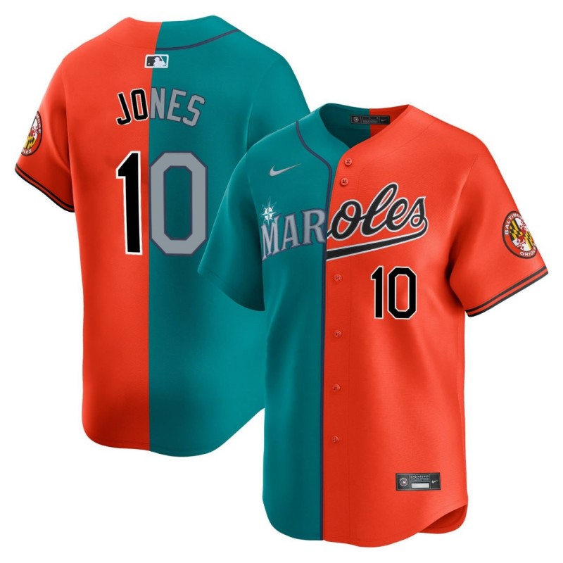 Adam Jones #10 Baltimore Oriole & Seattle Mariners MLB Baseball Jersey Aqua Orange - All Stitched