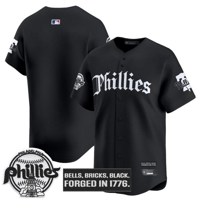 Men's Philadelphia Phillies Blank Black 'Gothic Liberty Edition' Vapor Premier Limited Jersey - All Stitched