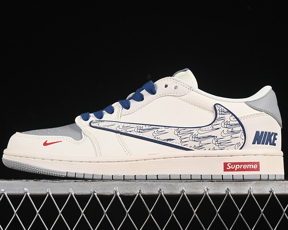 Travis Scott X Fragment Design X Air Jordan 1 Low OG SP White Grey Blue XS7089-597