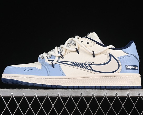Travis Scott X Fragment Design X Air Jordan 1 Low OG SP CREAM/Blue DM6868-106