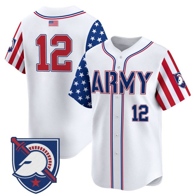 Men's Army Black Knights #12th Man 2025 Independence Day Nike Limited Baseball Jersey White - All Stitched