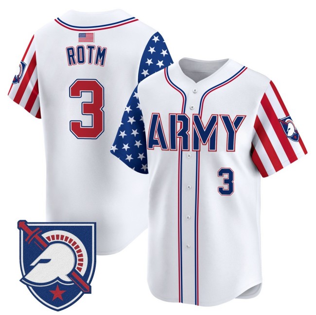 Men's Army Black Knights #3 ROTM 2025 Independence Day Nike Limited Baseball Jersey White - All Stitched