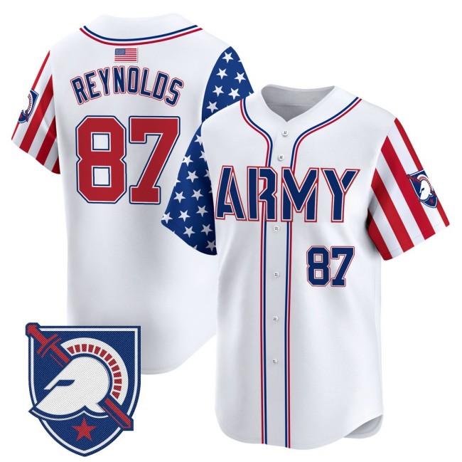 Men's Army Black Knights #87 Casey Reynolds 2025 Independence Day Nike Limited Baseball Jersey White - All Stitched