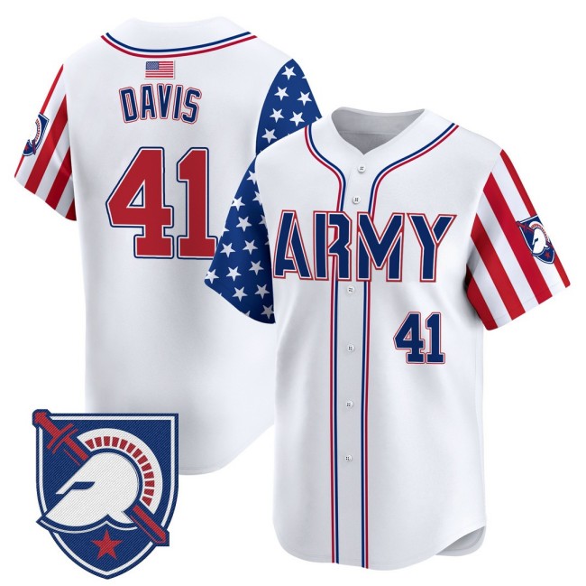 Men's Army Black Knights #41 Glenn Davis 2025 Independence Day Nike Limited Baseball Jersey White - All Stitched