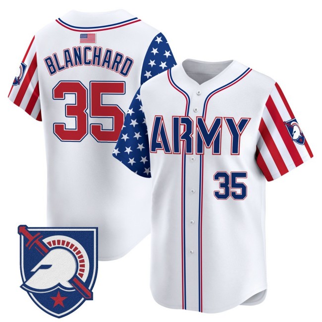 Men's Army Black Knights #35 Doc Blanchard 2025 Independence Day Nike Limited Baseball Jersey White - All Stitched