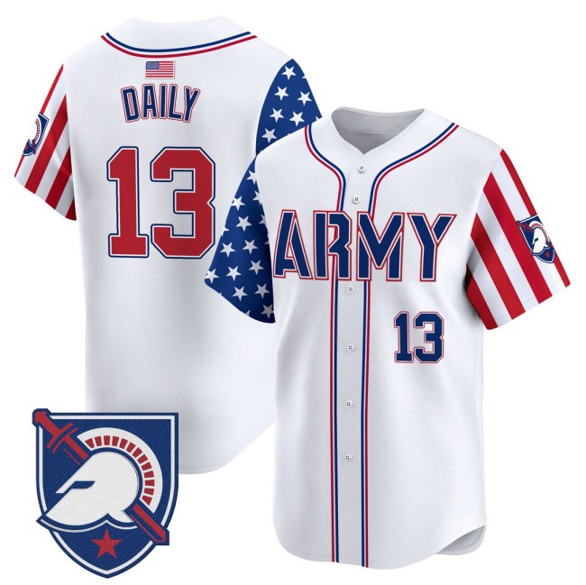 Men's Army Black Knights #13 Bryson Daily 2025 Independence Day Nike Limited Baseball Jersey White - All Stitched