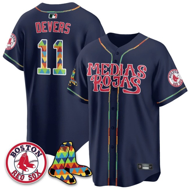 Men's Medias Rojas Boston Red Sox #11 Rafael Devers Navy Limited Stitched Jersey