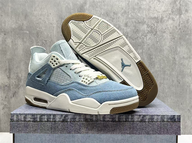 Hot Sale Running weapon Air Jordan 4 Blue White Men/Women's Shoes 0243