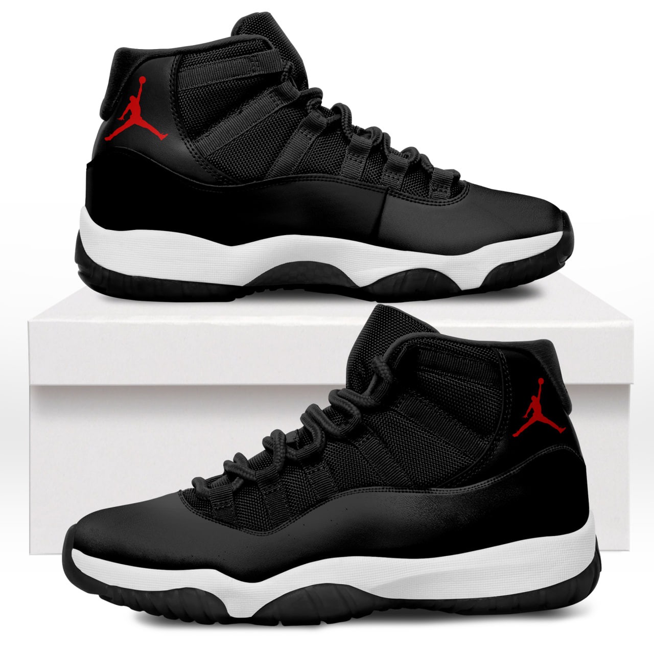 Nike Air Jordan 11 High Black White Red Sneakers