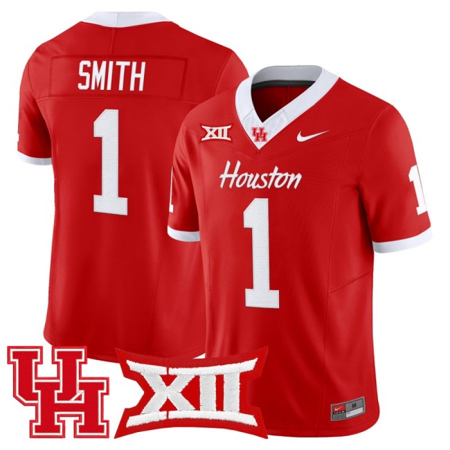 Men's Houston Cougars #1 Donovan Smith 2025 Nike F.U.S.E. Vapor Limited Football Jersey Red - All Stitched