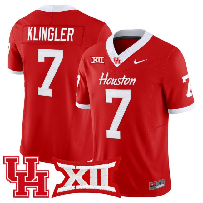 Men's Houston Cougars #7 David Klingler 2025 Nike F.U.S.E. Vapor Limited Football Jersey Red - All Stitched