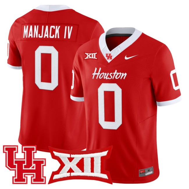 Men's Houston Cougars #0 Manjack IV 2025 Nike F.U.S.E. Vapor Limited Football Jersey Red - All Stitched