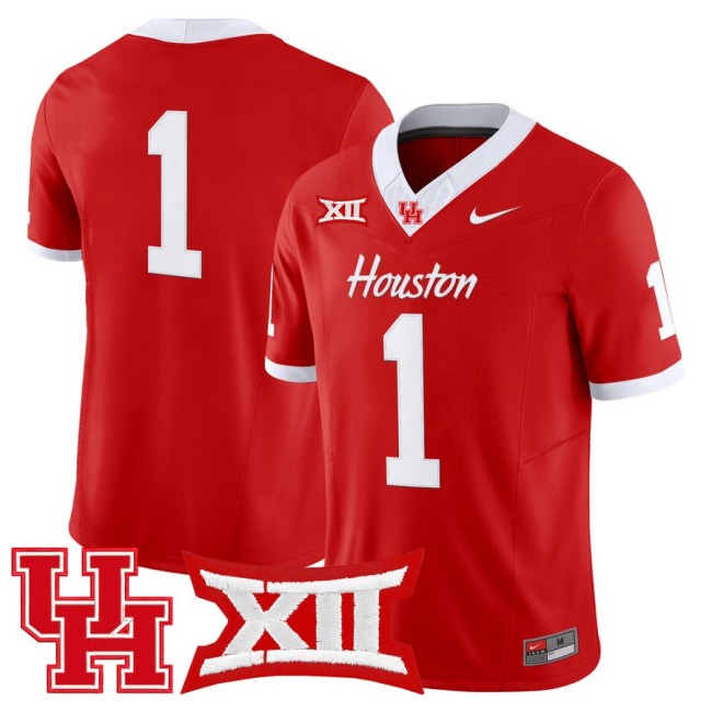 Men's Houston Cougars #1 Team 2025 Nike F.U.S.E. Vapor Limited Football Jersey Red - All Stitched