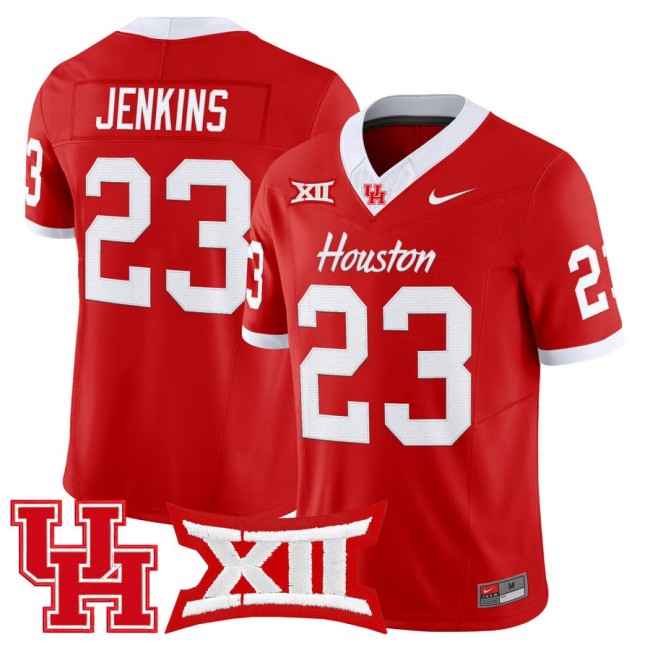 Men's Houston Cougars #23 Parker Jenkins 2025 Nike F.U.S.E. Vapor Limited Football Jersey Red - All Stitched