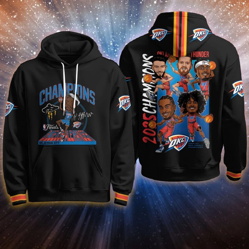 Oklahoma City Thunder 2024-25 Champions Hoodie Black B3 - Printed