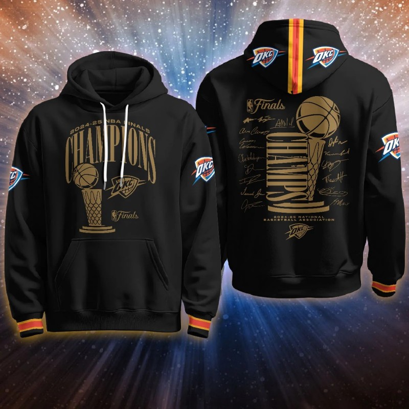 Oklahoma City Thunder 2024-25 Champions Hoodie Black B2 - Printed