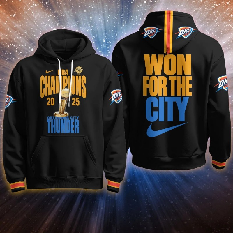 Oklahoma City Thunder 2024-25 Champions Nike Hoodie Black B1 - Printed