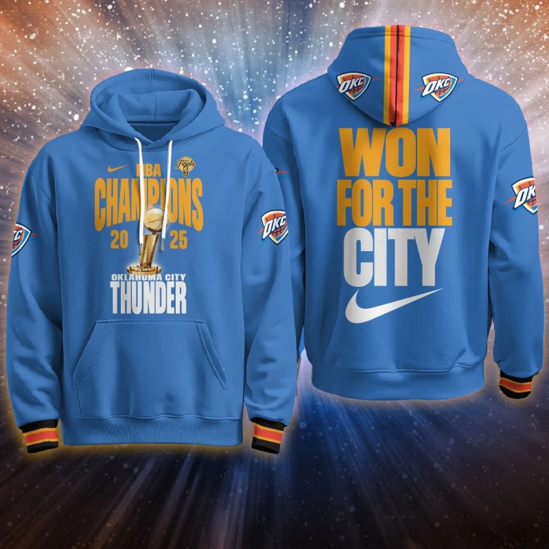 Oklahoma City Thunder 2024-25 Champions Nike Hoodie Blue B1 - Printed