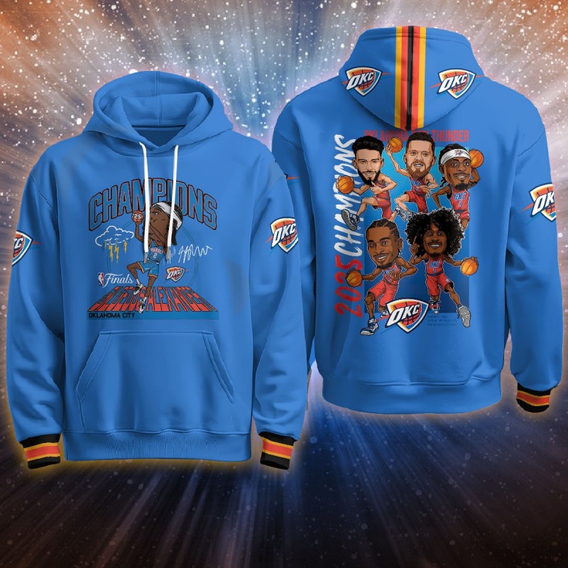 Oklahoma City Thunder 2024-25 Champions Hoodie Blue B3 - Printed
