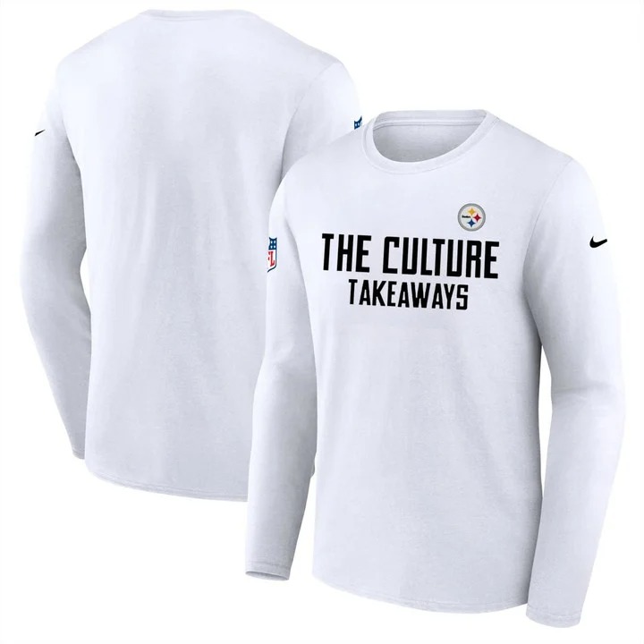 Men's Pittsburgh Steelers White Nike 2025 NFL Long Sleeve T-Shirt S-5XL
