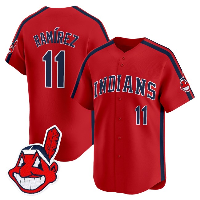 Men's Cleveland Indians #11 Jose Ramirez Red Ricky 'Wild Thing' Vaughn Limited Jersey