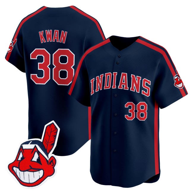 Men's Cleveland Indians #38 Steven Kwan Navy Ricky 'Wild Thing' Vaughn Limited Jersey