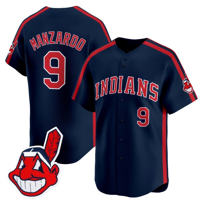 Men's Cleveland Indians #9 Kyle Manzardo Navy Ricky 'Wild Thing' Vaughn Limited Jersey