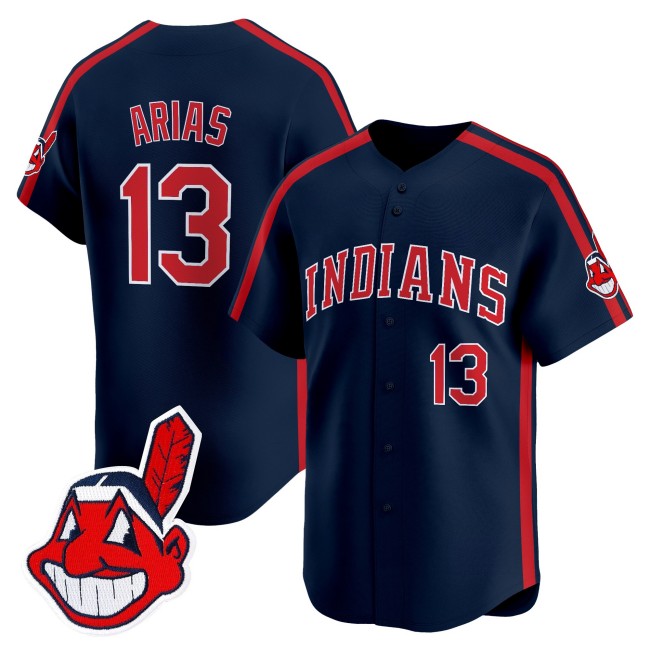 Men's Cleveland Indians #13 Gabriel Arias Navy Ricky 'Wild Thing' Vaughn Limited Jersey