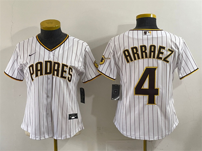 Women's San Diego Padres #4 Luis Arraez White Stitched Baseball Jersey