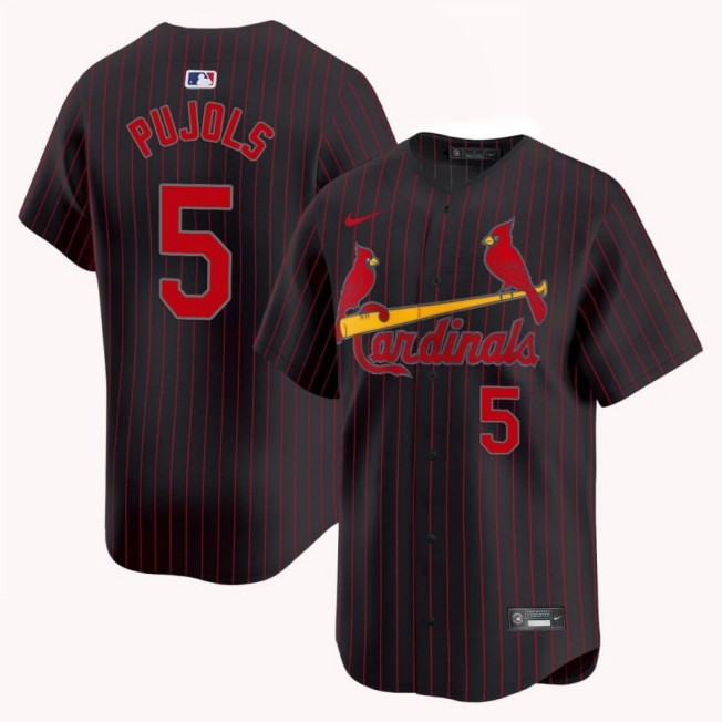 Men's St. Louis Cardinals #5 Albert Pujols Nike Brown Pinstripe Limited Stitched Baseball Jersey