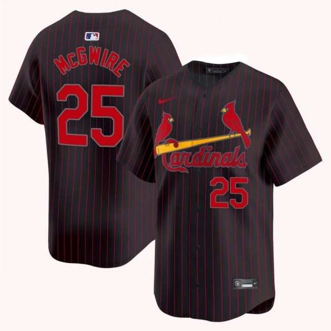 Men's St. Louis Cardinals #25 Mark McGwire Nike Brown Pinstripe Limited Stitched Baseball Jersey