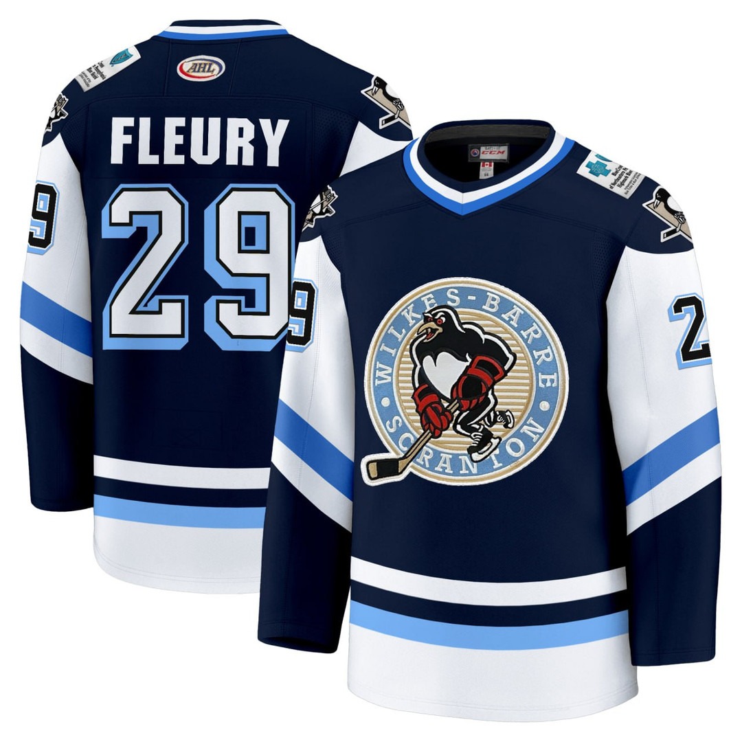 Marc-Andre Fleury #29 Scranton Penguins Navy Jersey - All Stitched