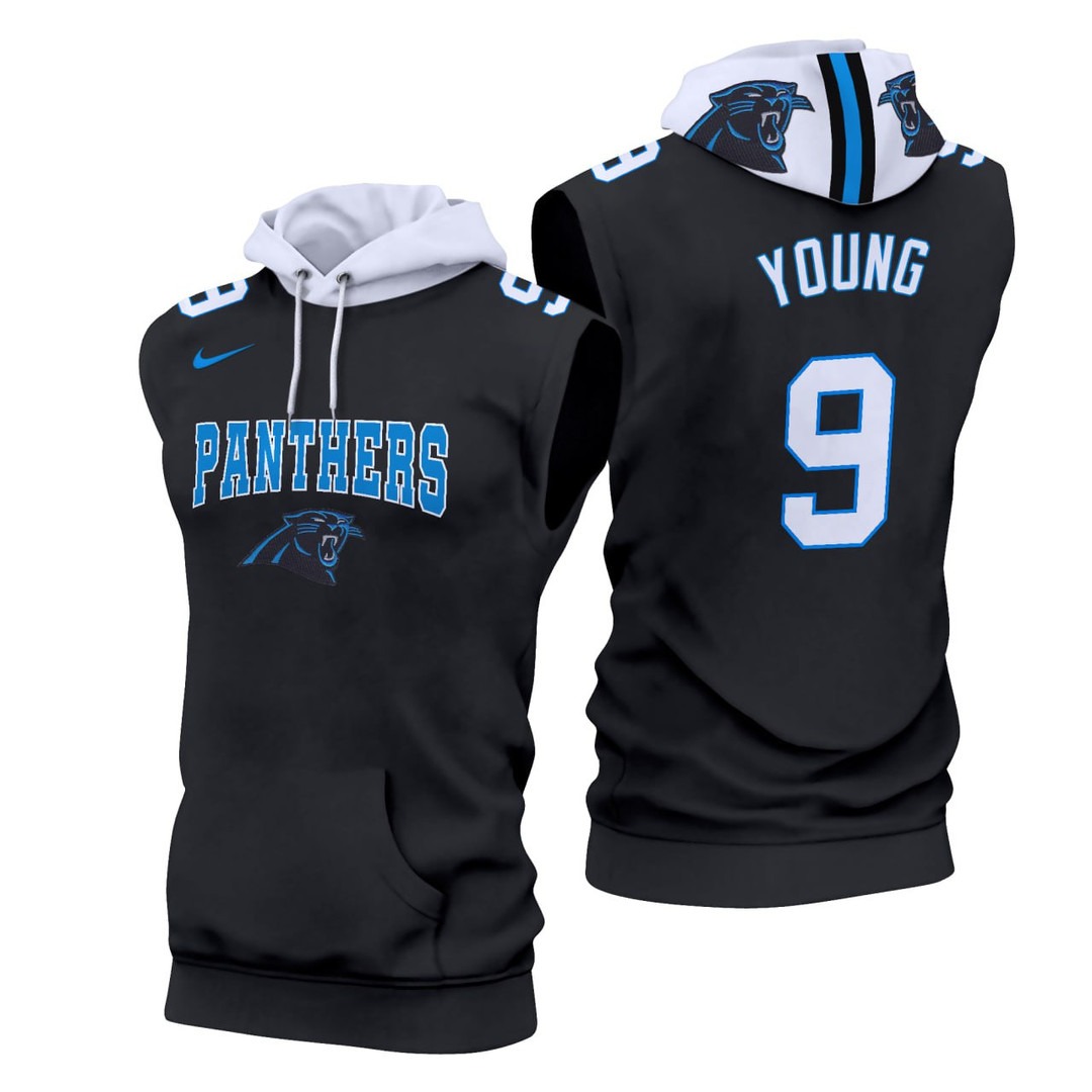 Bryce Young #9 Carolina Panthers Black Sleeveless Hoodie - All Stitched